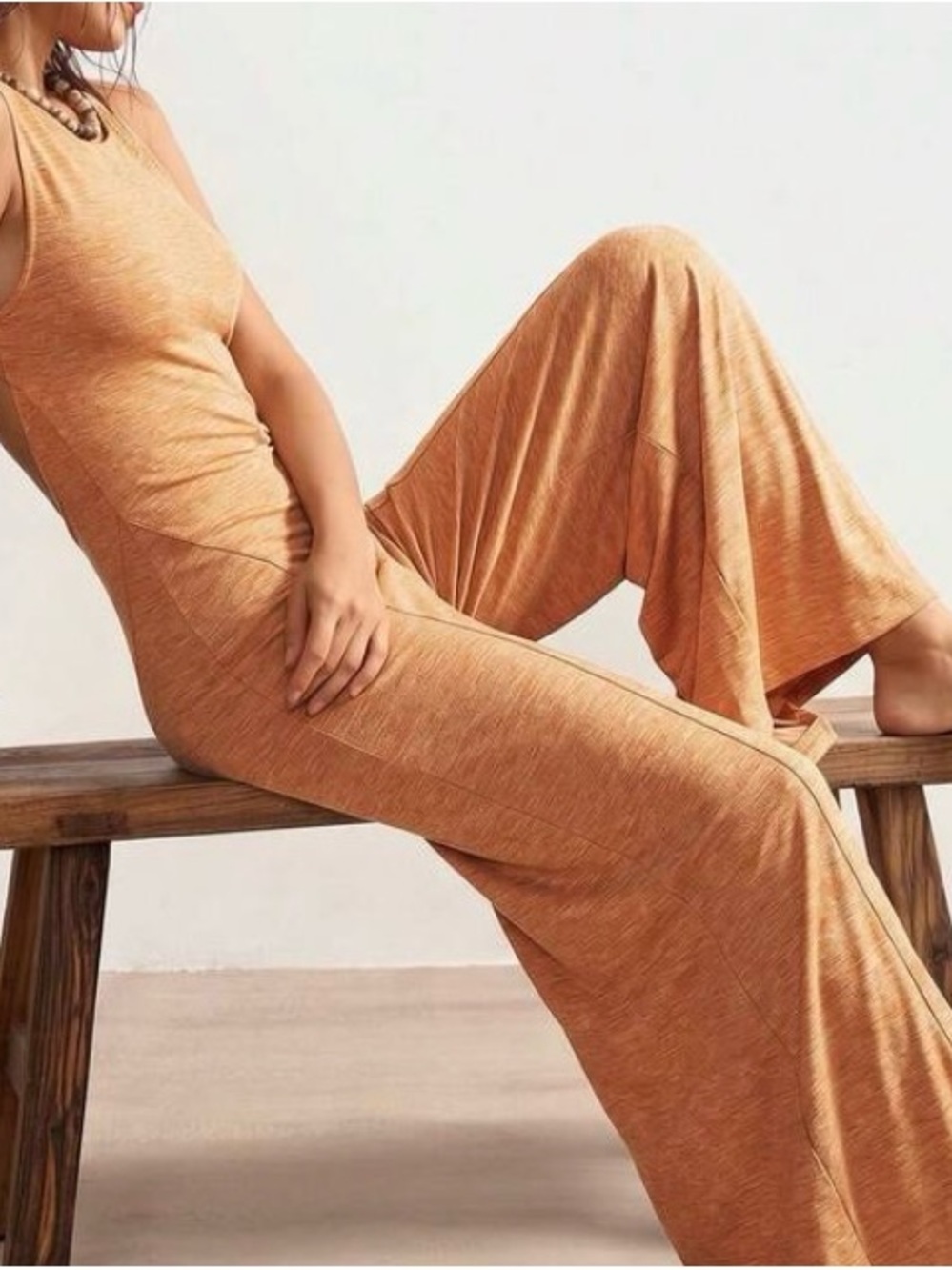 Women's Sleeveless Wide-Leg Jumpsuit in Burnt Orange
